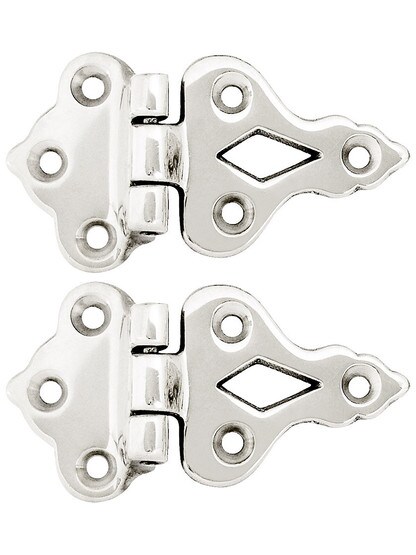 Pair Of Solid Cast Brass 3/8 inch Offset Hinges in Polished Nickel